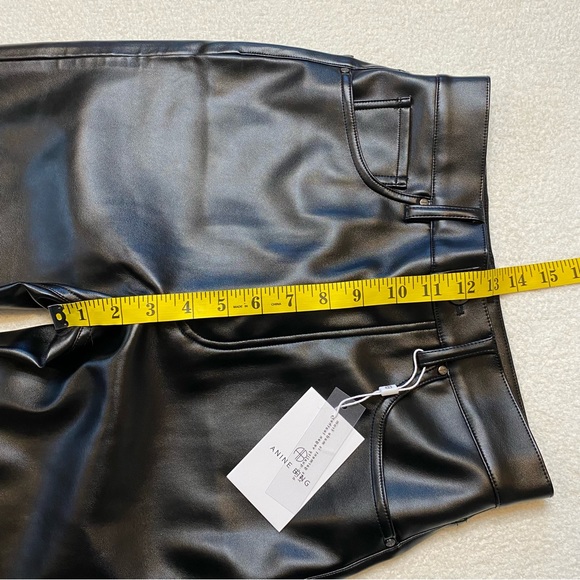 NEW Anine Bing Sonya Pant Black Faux Leather Slim Straight Fit Leg Trouser size - Picture 14 of 16